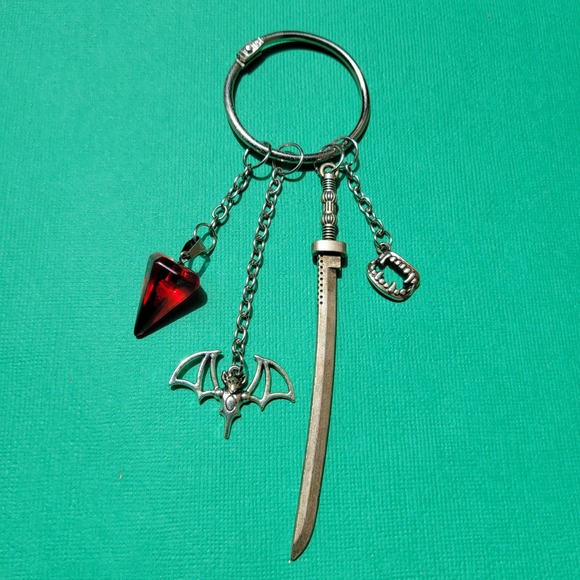 Accessories - Handmade vampire themed silver keychain goth romantic vampy whimsigoth spooky